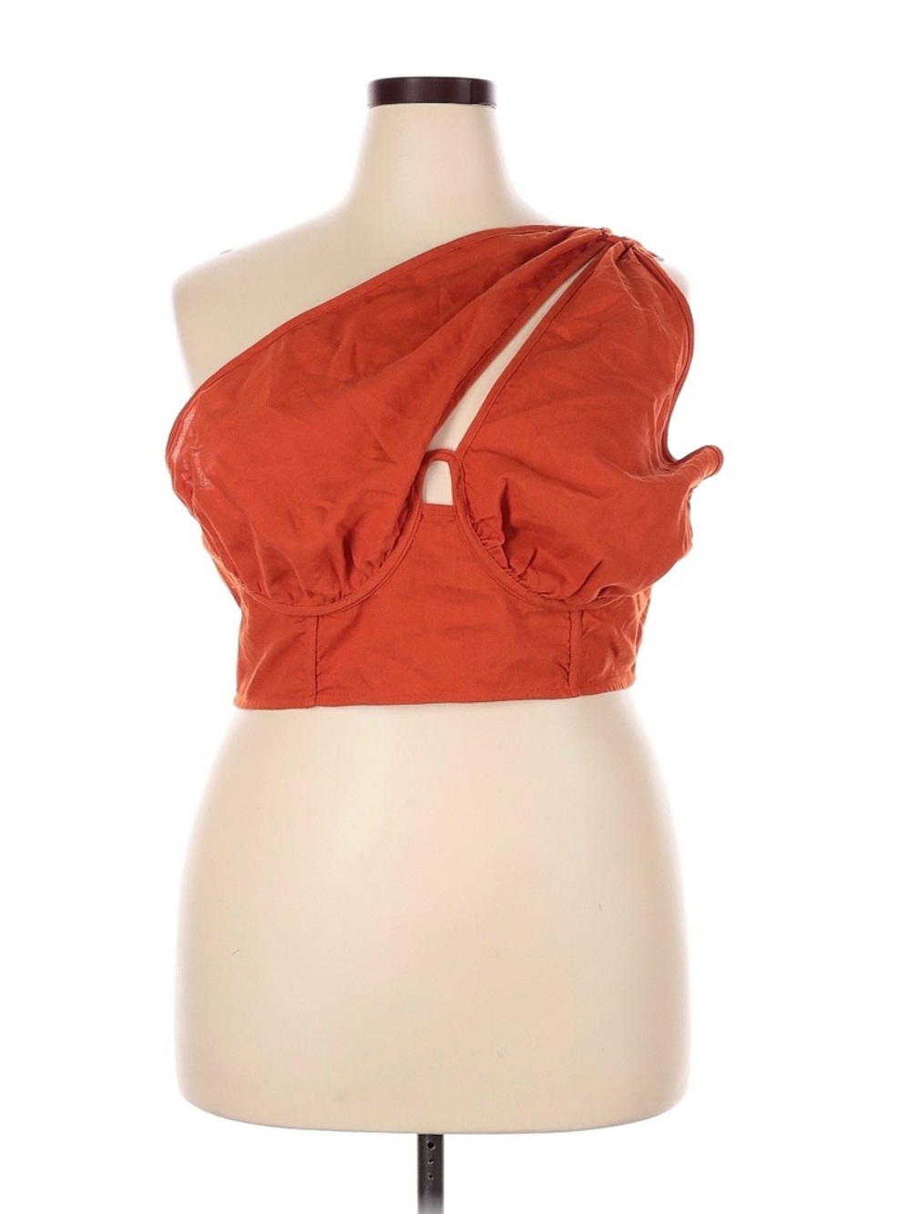 Pretty Little Things One-Shoulder Orange Sculpted Crop Top